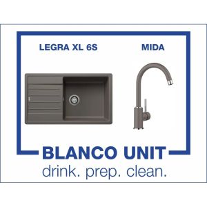 Промоционален комплект мивка BLANCO LEGRA XL 6S и смесител BLANCO MIDA цвят Вулканично сив