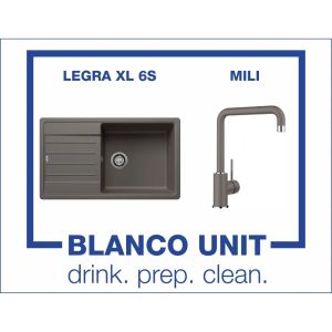 Промоционален комплект мивка BLANCO LEGRA XL 6S и смесител BLANCO MILI цвят Вулканично сив
