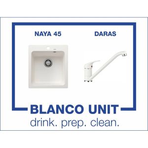Промоционален комплект мивка BLANCO NAYA 45 и смесител BLANCO DARAS цвят Бял