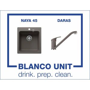 Промоционален комплект мивка BLANCO NAYA 45 и смесител BLANCO DARAS цвят Вулканично сив