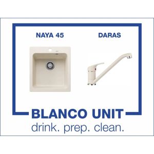 Промоционален комплект мивка BLANCO NAYA 45 и смесител BLANCO DARAS цвят Меко бял