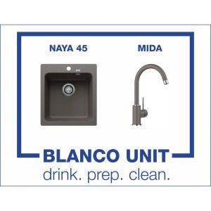 Промоционален комплект мивка BLANCO NAYA 45 и смесител BLANCO MIDA цвят Вулканично сив
