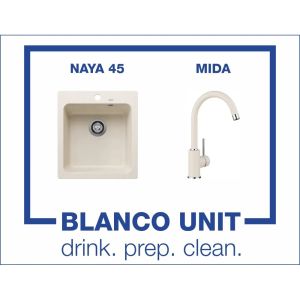Промоционален комплект мивка BLANCO NAYA 45 и смесител BLANCO MIDA цвят Меко бял
