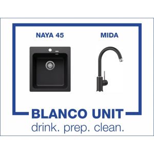 Промоционален комплект мивка BLANCO NAYA 45 и смесител BLANCO MIDA цвят Черен