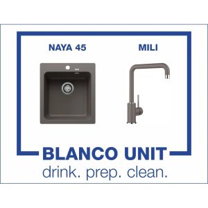 Промоционален комплект мивка BLANCO NAYA 45 и смесител BLANCO MILI цвят Вулканично сив
