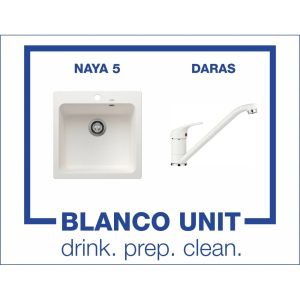Промоционален комплект мивка BLANCO NAYA 5 и смесител BLANCO DARAS цвят Бял