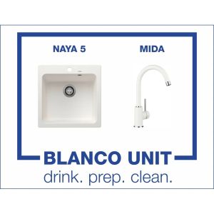Промоционален комплект мивка BLANCO NAYA 5 и смесител BLANCO MIDA цвят Бял