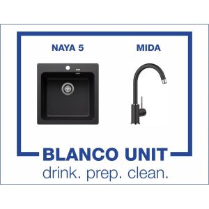 Промоционален комплект мивка BLANCO NAYA 5 и смесител BLANCO MIDA цвят Черен