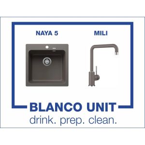 Промоционален комплект мивка BLANCO NAYA 5 и смесител BLANCO MILI цвят Вулканично сив