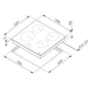 Стъклокерамичен плот PYRAMIS, PHC62430FMW, 4 зони