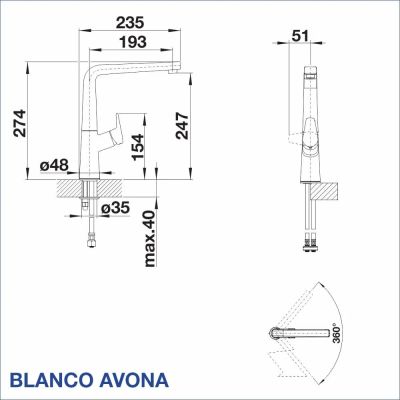 Смесител за кухня BLANCO, AVONA