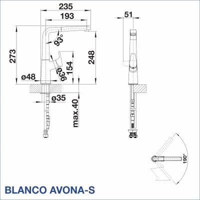 Смесител за кухня BLANCO, AVONA-S