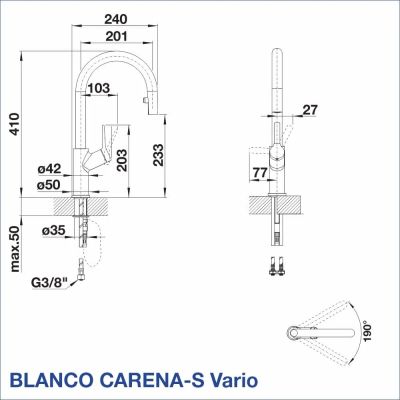 Смесител за кухня BLANCO, CARENA-S Vario