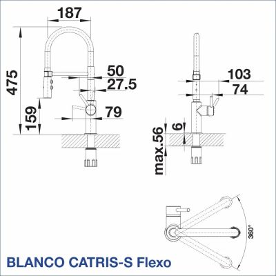 Смесител за кухня BLANCO, CATRIS-S Flexo