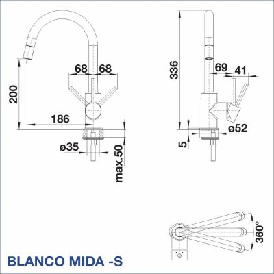 Смесител за кухня BLANCO, MIDA-S