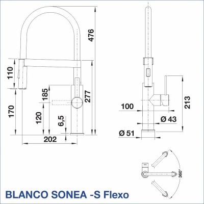 Смесител за кухня BLANCO, SONEA-S Flexo