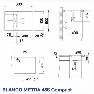 Кухненска мивка BLANCO, METRA 45 S Compact
