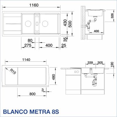 Кухненска мивка BLANCO, METRA 8 S