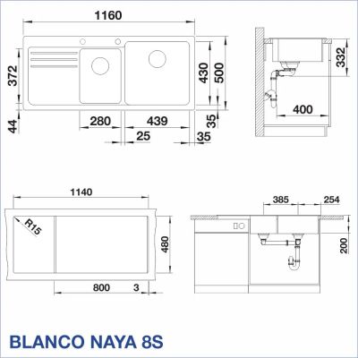 Кухненска мивка BLANCO, NAYA 8 S