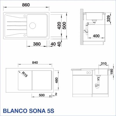 Кухненска мивка BLANCO, SONA 5 S