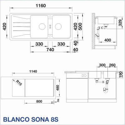 Кухненска мивка BLANCO, SONA 8 S