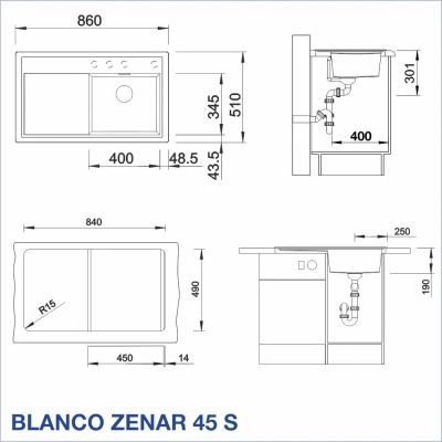 Кухненска мивка BLANCO, ZENAR 45S