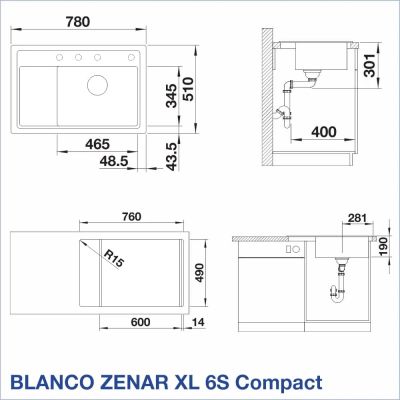 Кухненска мивка BLANCO, ZENAR XL 6S Compact