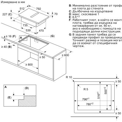 Индукционен плот с вградена вентилация BOSCH, PXX801D67E