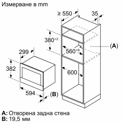 Микровълнова фурна за вграждане BOSCH, BFR7221B1